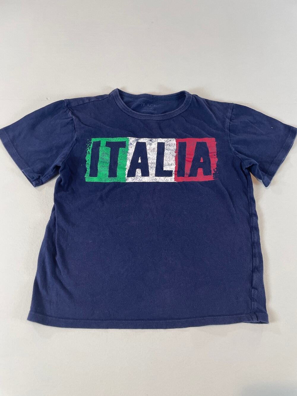 The Children’s Place Navy “Italia” Graphic T‑Shirt Size 7/8 (M)